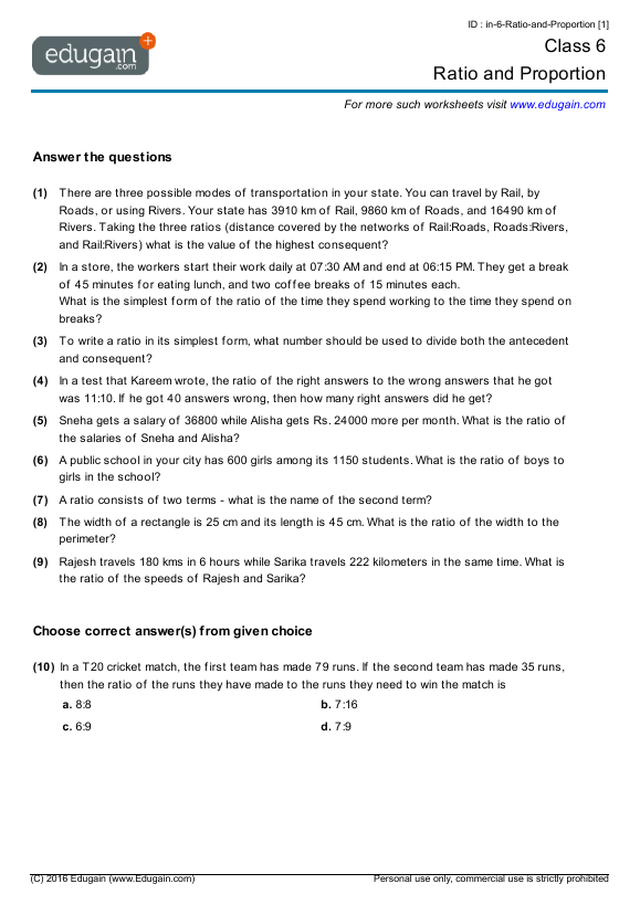 Ratio and Proportion